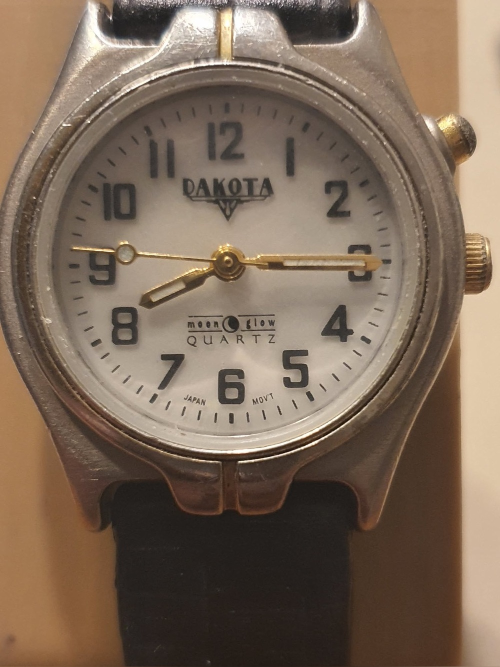 🦋10/$20🦋 Dakota Moon Glow Silver/White Leather Women's Watch w/Backlight